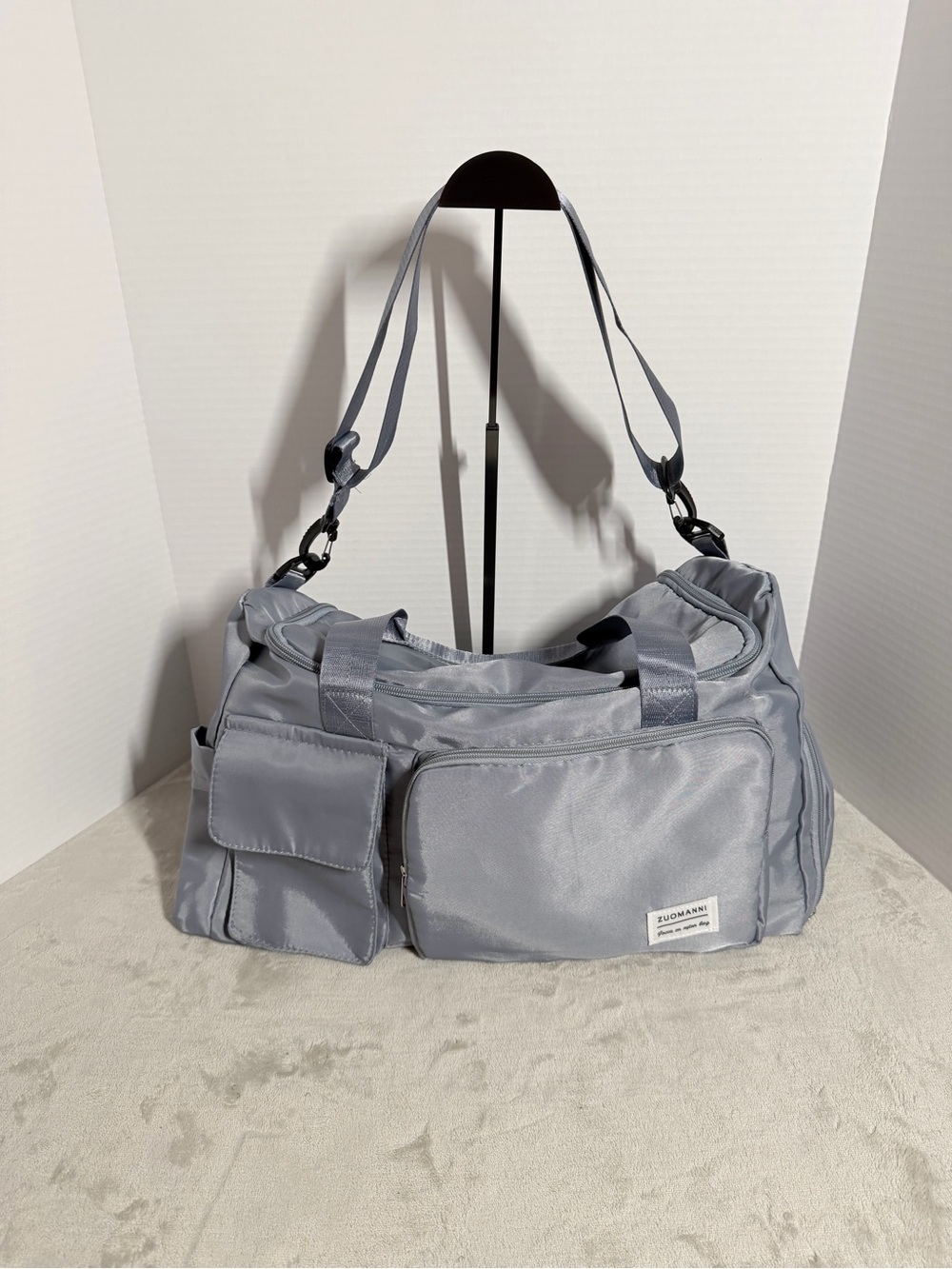 Light blue Travel Duffel Bag with Multiple Pockets